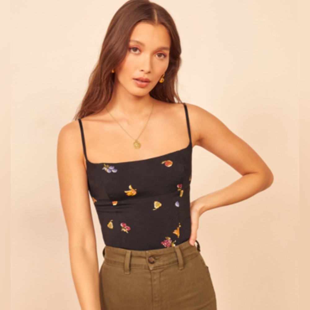 Reformation too in fruit salad print, size 0